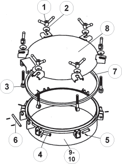 Part # 9 (See Diagram) 21 Manway Base, 12 x 1/4 Neck, 5 WN, Right Hand Hinge