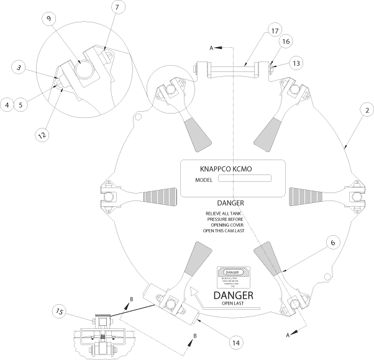 Part # 17 (See Diagram) 10-32 Screw for 20 Manway with Cam Lever Lid