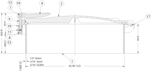 Part # 7 (See Diagram) Upper Pivot Pin for 20 Aluminum Manway